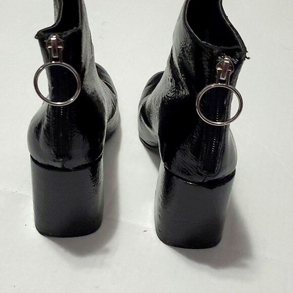 Forever 21 Retro Grunge Goth Black Faux Pebbled Patent Leather Chunky Boots 6 - Picture 4 of 12